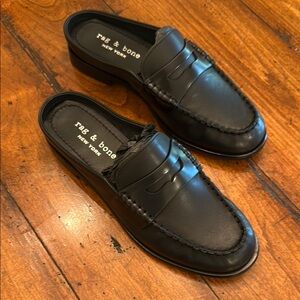 rag & bone Black Leather Mules